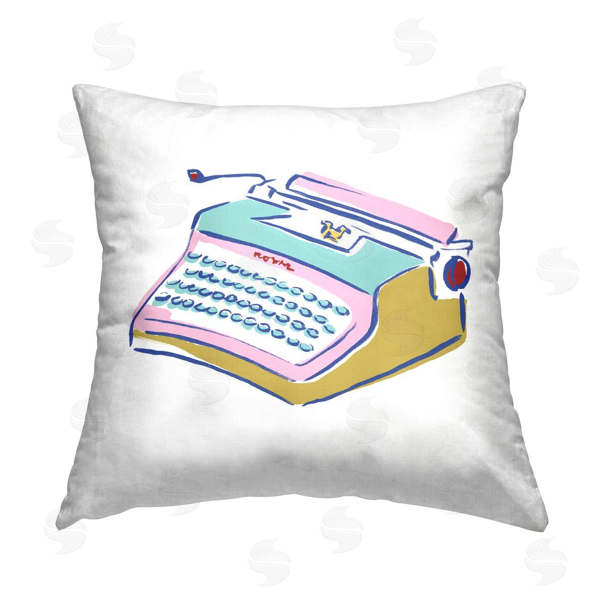 June Erica Vess Simple Retro Typewriter Printed Plush Polyester Throw Pillow