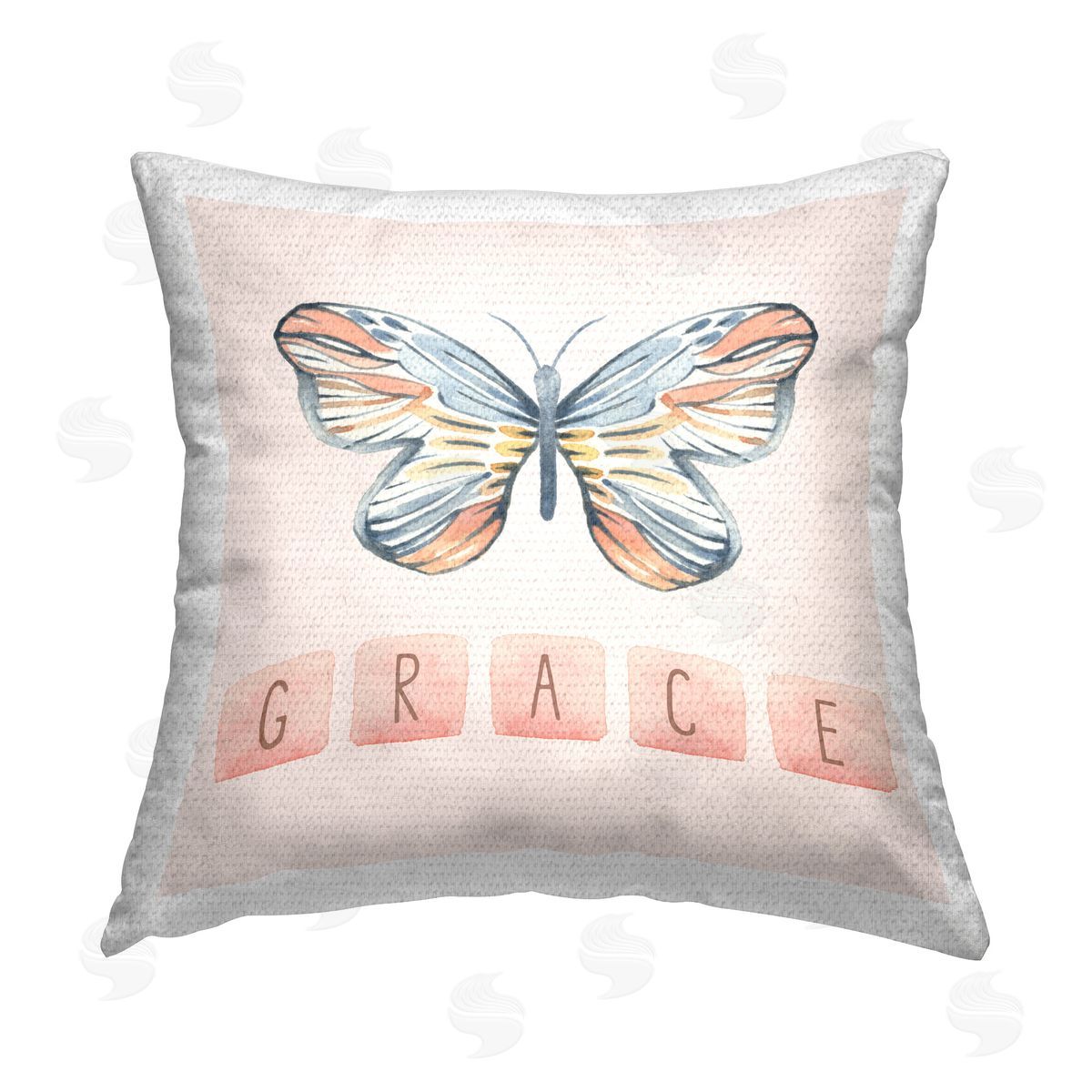 Blue Chair Blessing Grace with Butterfly Outdoor Quick-Dry Polyester Printed Throw Pillow