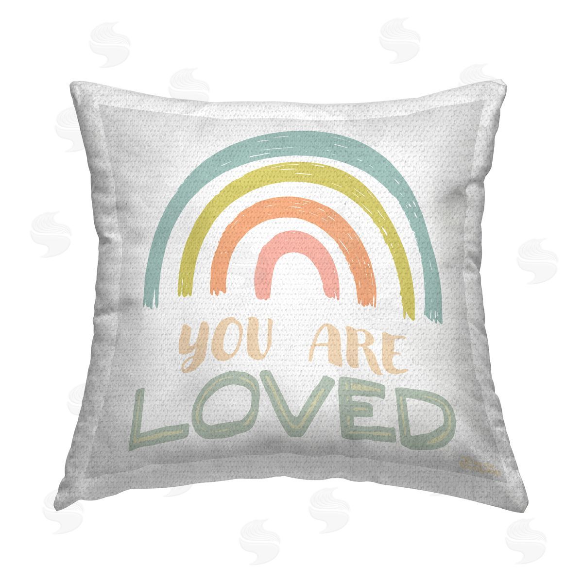 Carrie Cantwell You Are Loved Rainbow Outdoor Quick-Dry Polyester Printed Throw Pillow