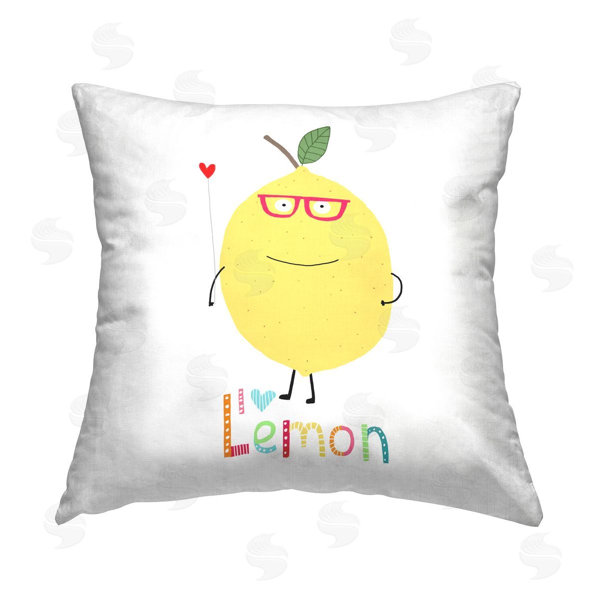 Carla Daly Fun Smiling Lemon Printed Plush Polyester Throw Pillow