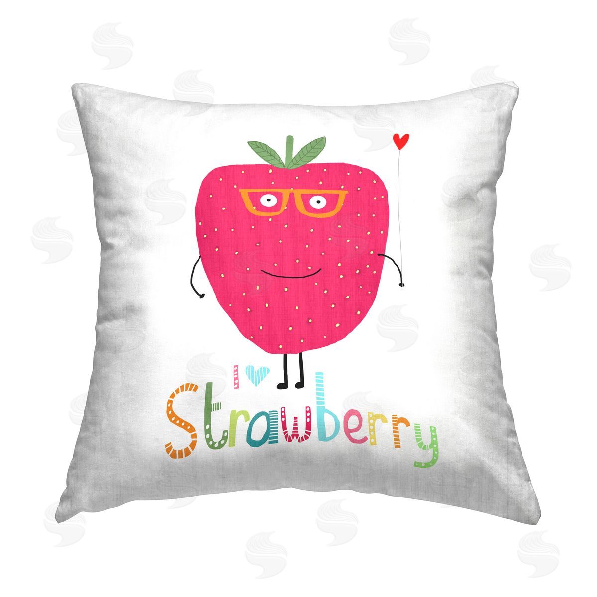 Carla Daly Fun Smiling Strawberry Printed Plush Polyester Throw Pillow