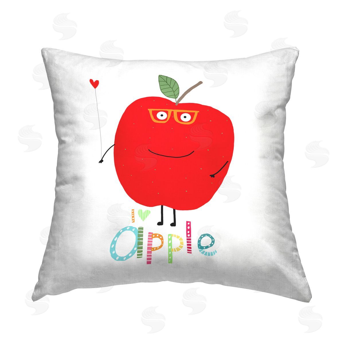 Carla Daly Fun Smiling Apple Printed Plush Polyester Throw Pillow
