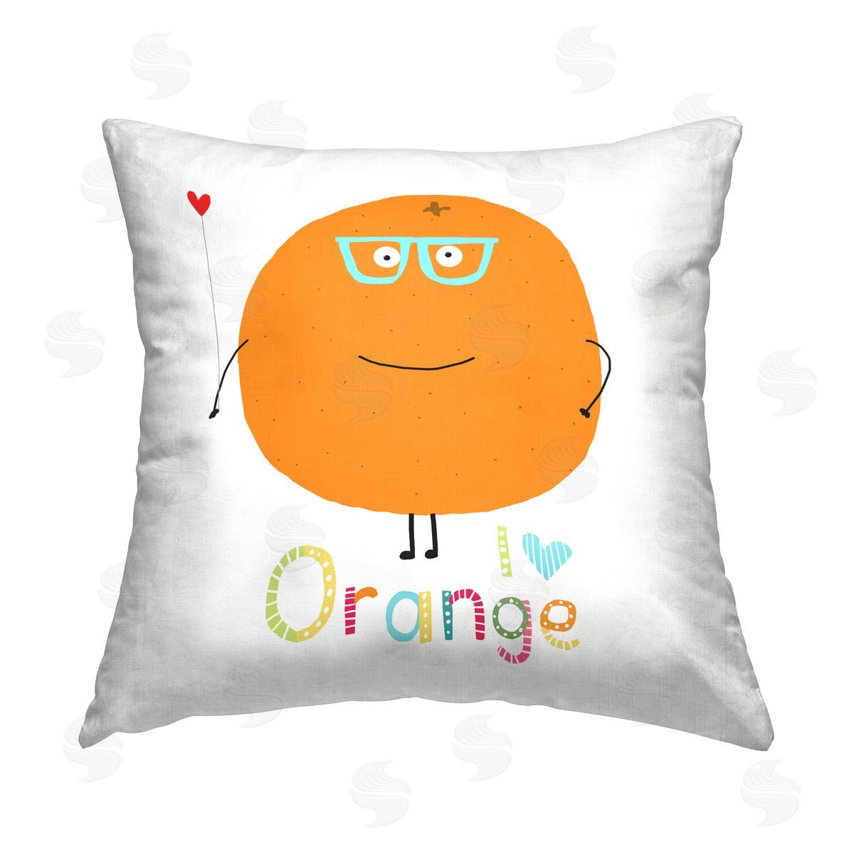 Carla Daly Fun Smiling Orange Printed Plush Polyester Throw Pillow