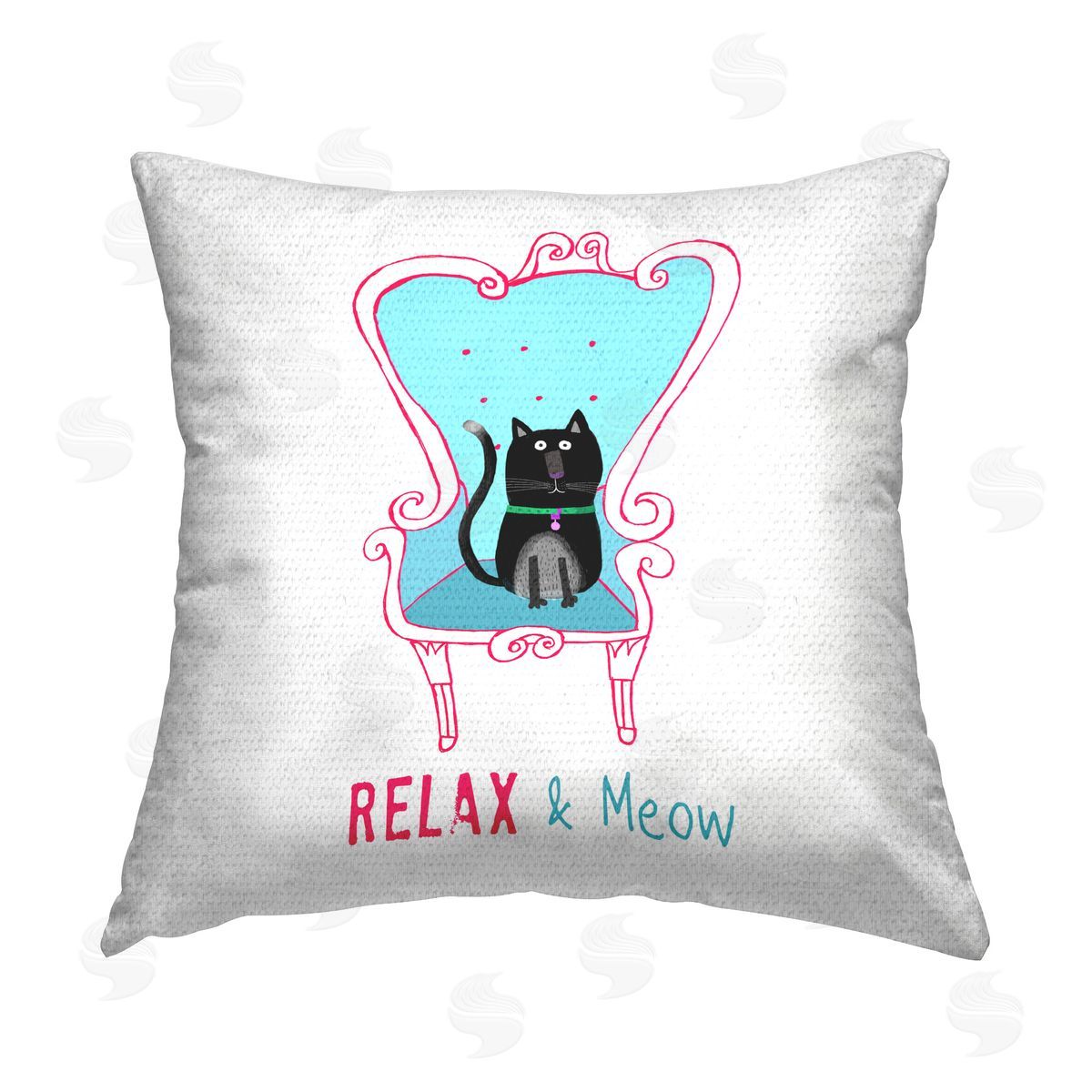 Carla Daly Relax & Meow Cat Outdoor Quick-Dry Polyester Printed Throw Pillow