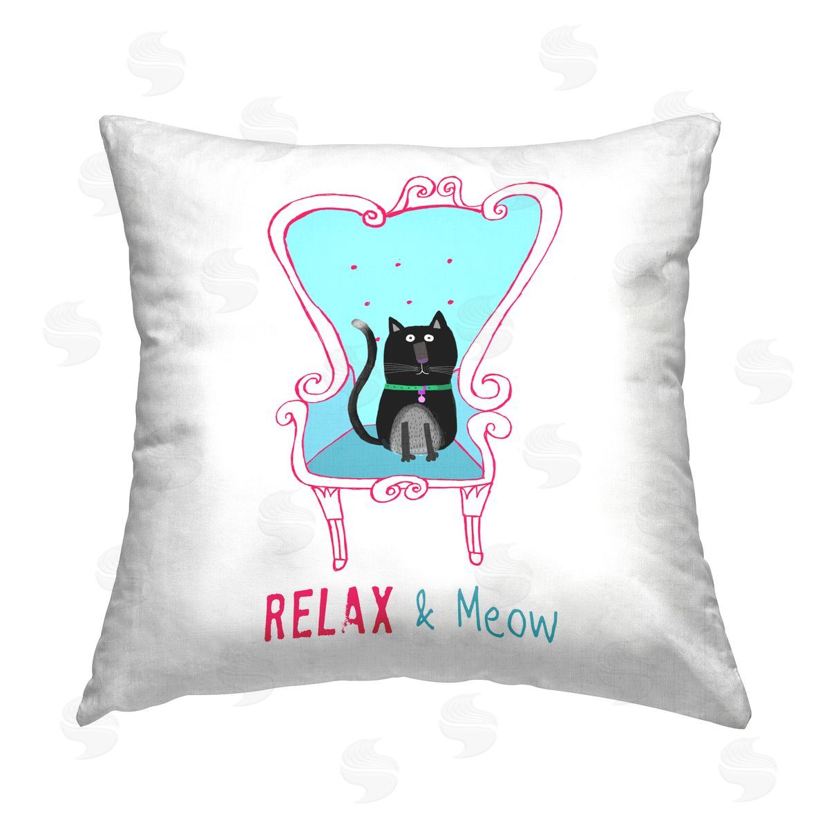 Carla Daly Relax & Meow Cat Printed Plush Polyester Throw Pillow