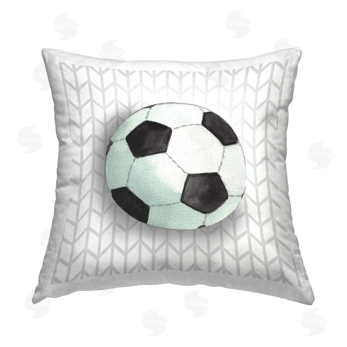 Sharon Kuplack Soccer Ball over Chevron Printed Plush Polyester Throw Pillow