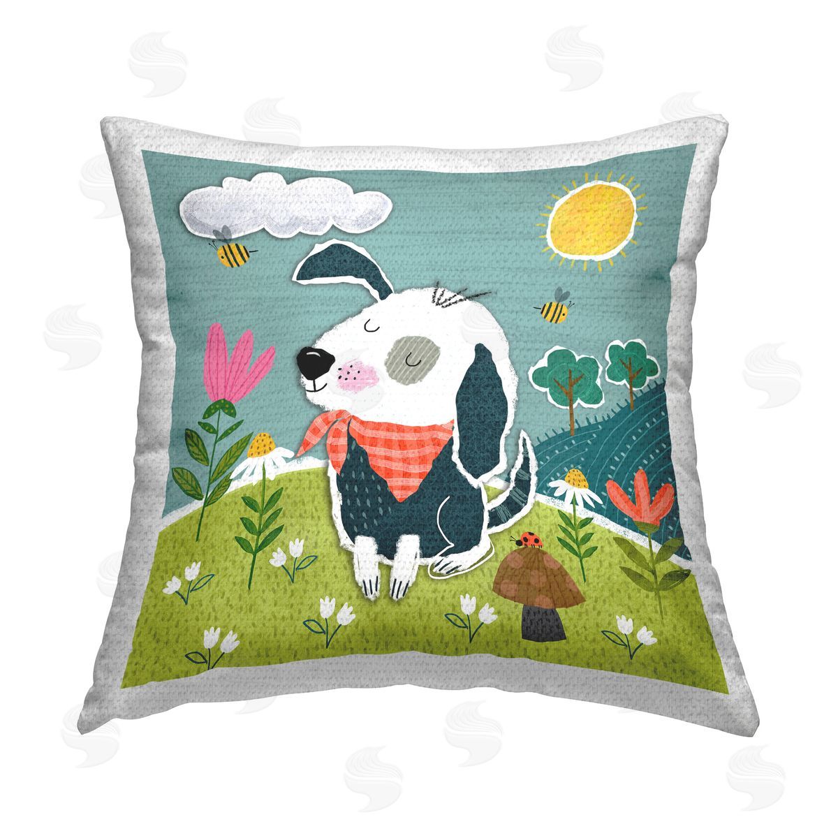 Tina Finn Countryside Dog Landscape Outdoor Quick-Dry Polyester Printed Throw Pillow