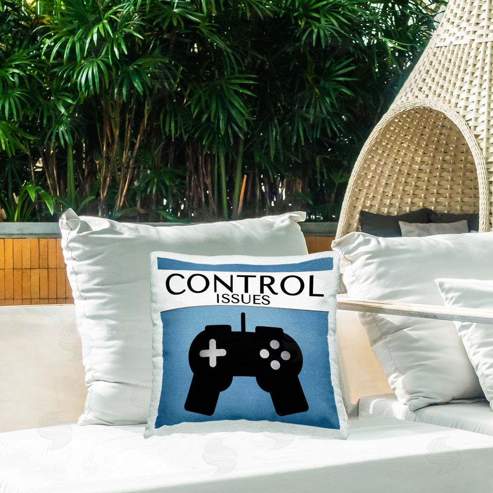 Kim Allen Control Issues Gamer Outdoor Quick-Dry Polyester Printed Throw Pillow in Back Yard