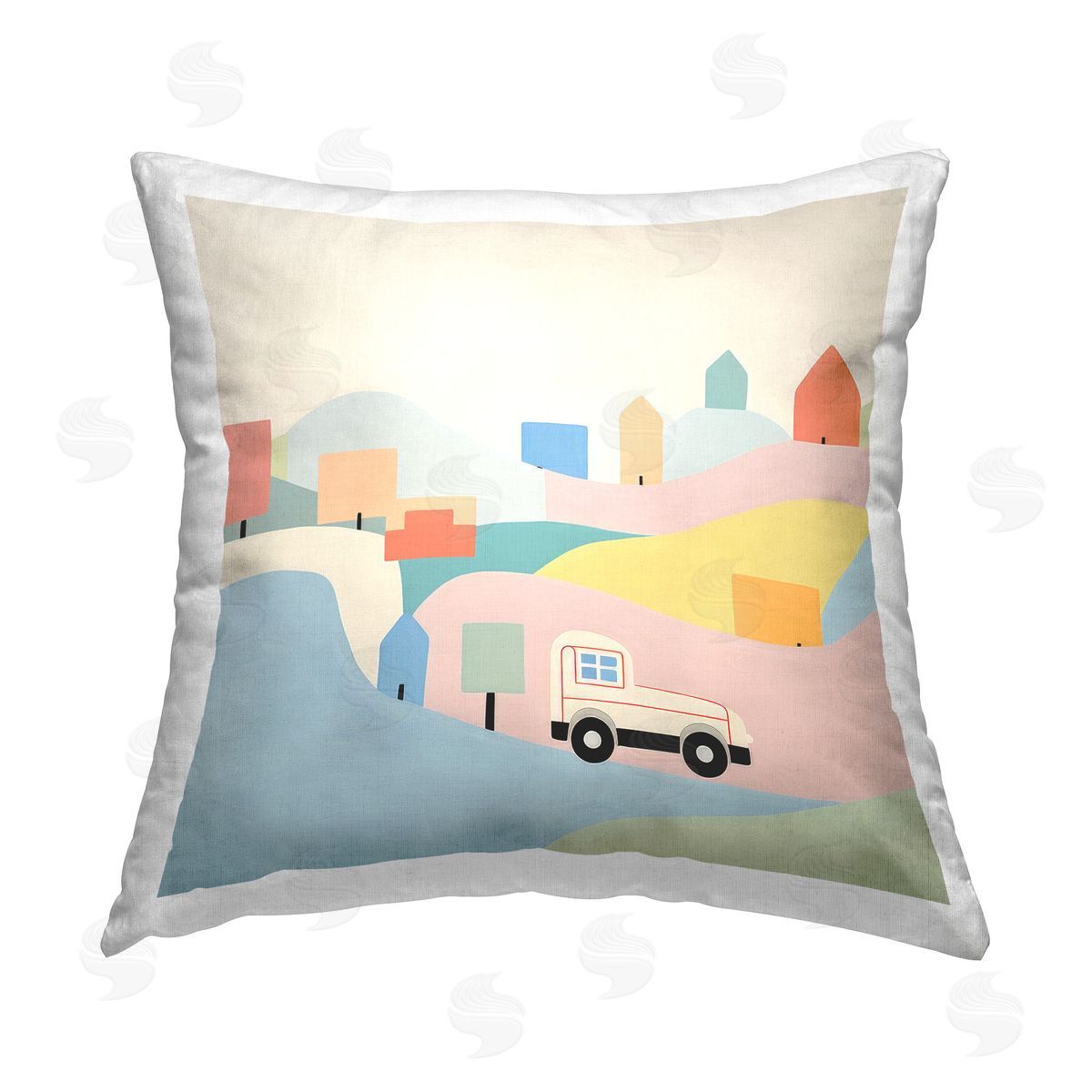 Lazar Studio Pastel Imaginative Scene Printed Plush Polyester Throw Pillow
