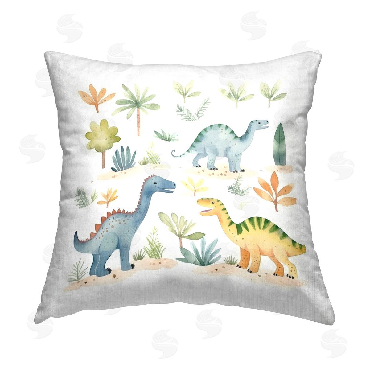 Lazar Studio Dinosaurs & Vegetation Printed Plush Polyester Throw Pillow