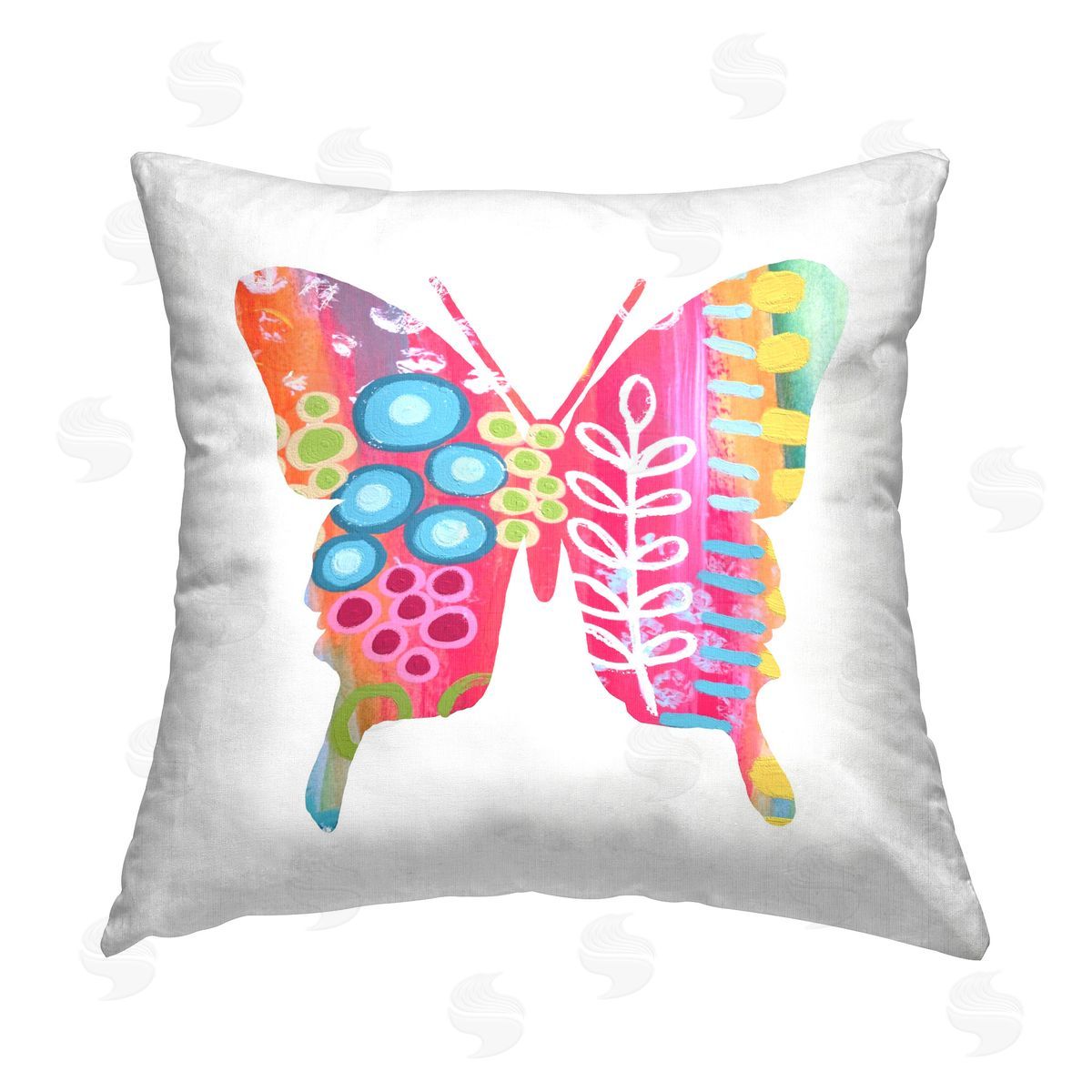 Lisa Nohren Pink Florals Butterfly Printed Plush Polyester Throw Pillow