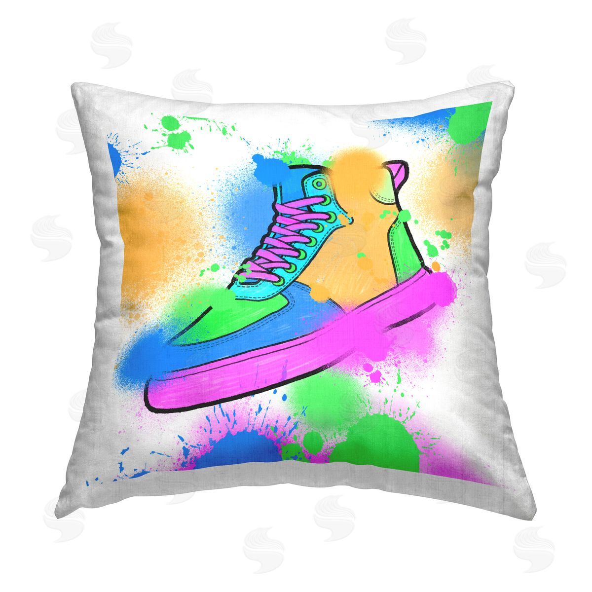 Marcus Prime Splattered Cool Sneakers Printed Plush Polyester Throw Pillow
