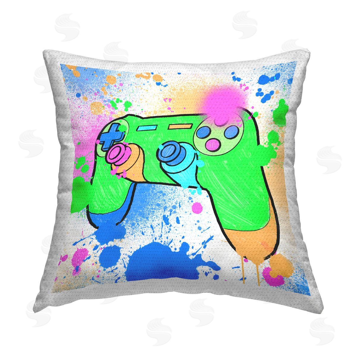 Marcus Prime Splattered Game Controller Outdoor Quick-Dry Polyester Printed Throw Pillow