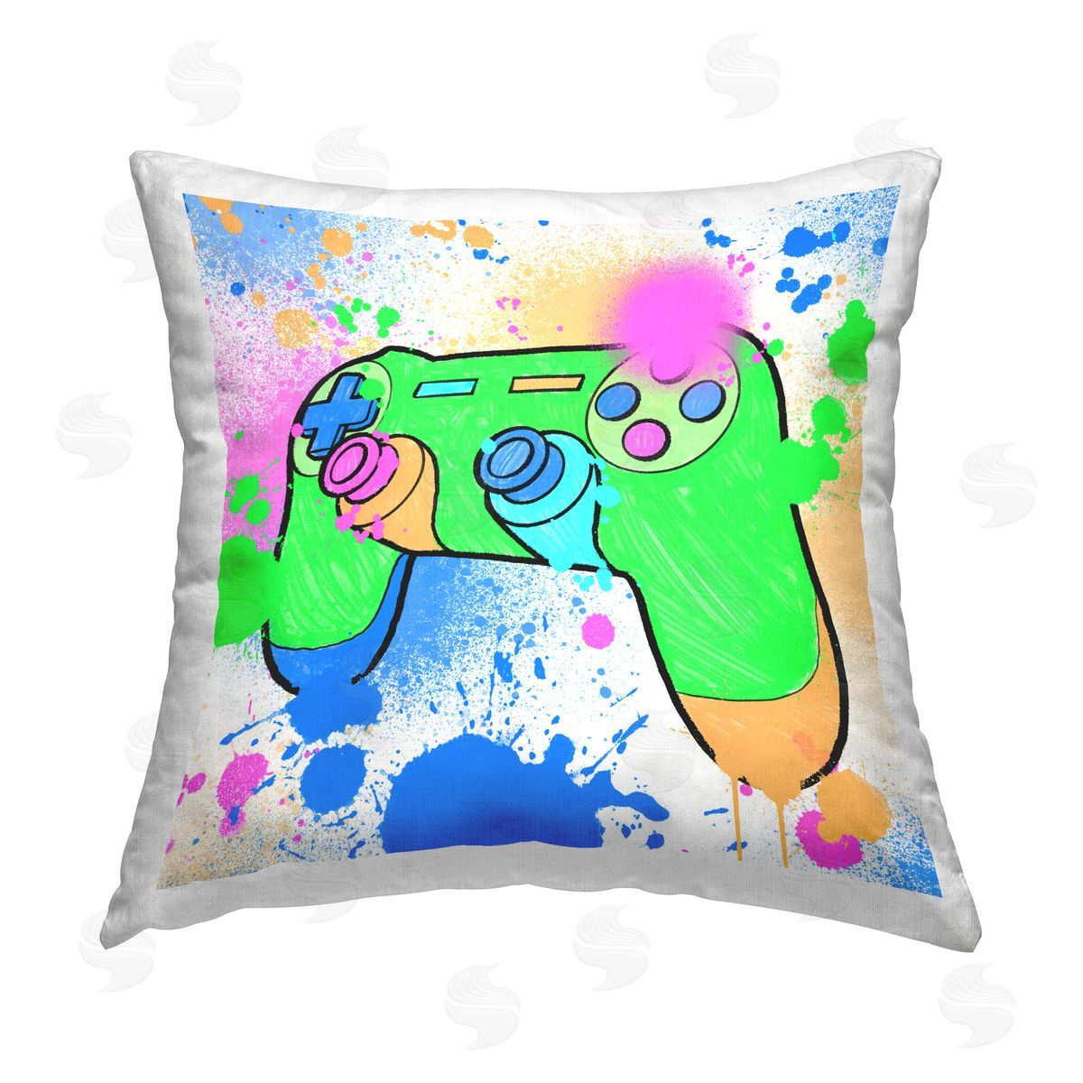Marcus Prime Splattered Game Controller Printed Plush Polyester Throw Pillow