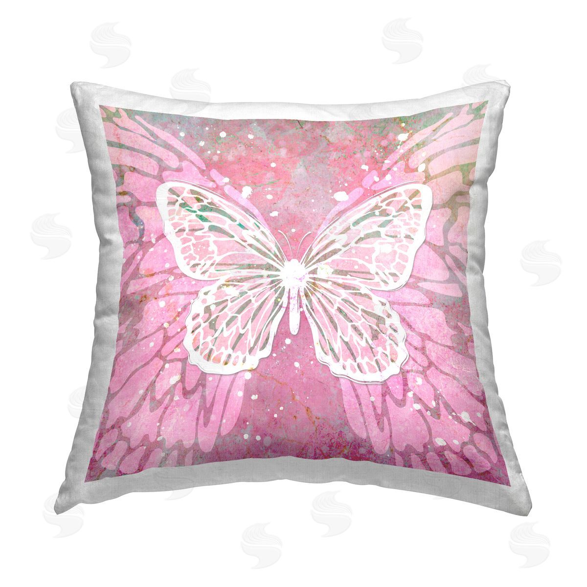 Martina Pavlova Pink Butterfly Wings Printed Plush Polyester Throw Pillow