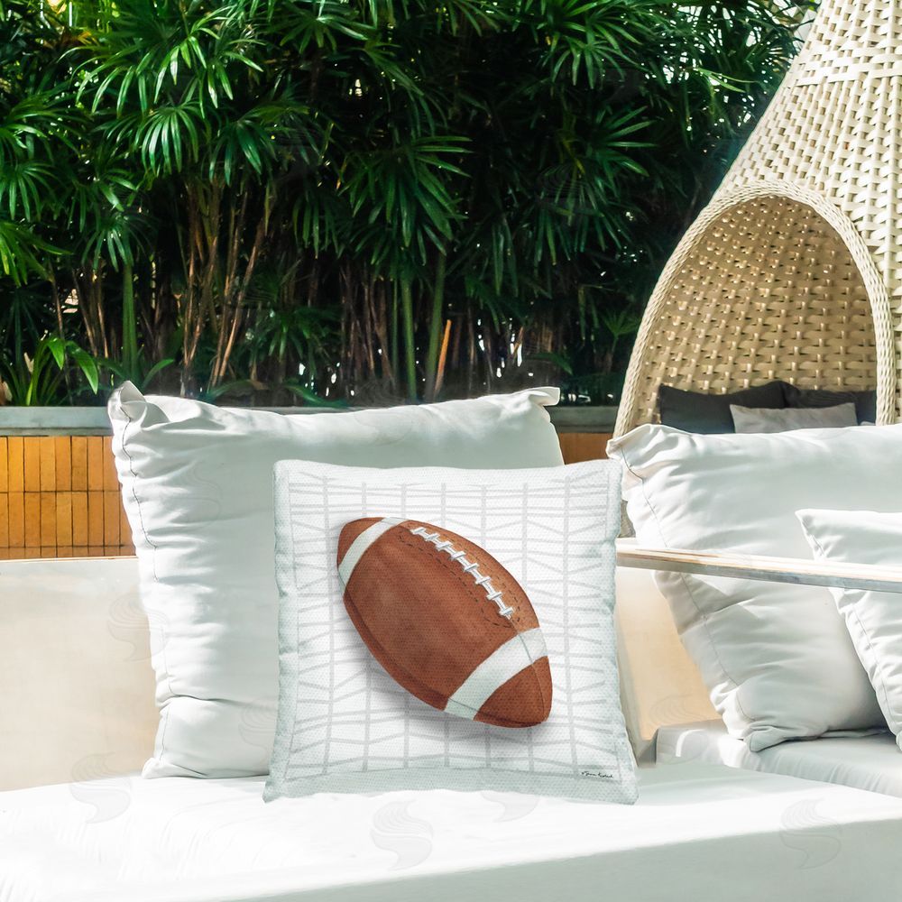 Sharon Kuplack Football on Geometric Outdoor Quick-Dry Polyester Printed Throw Pillow in Back Yard
