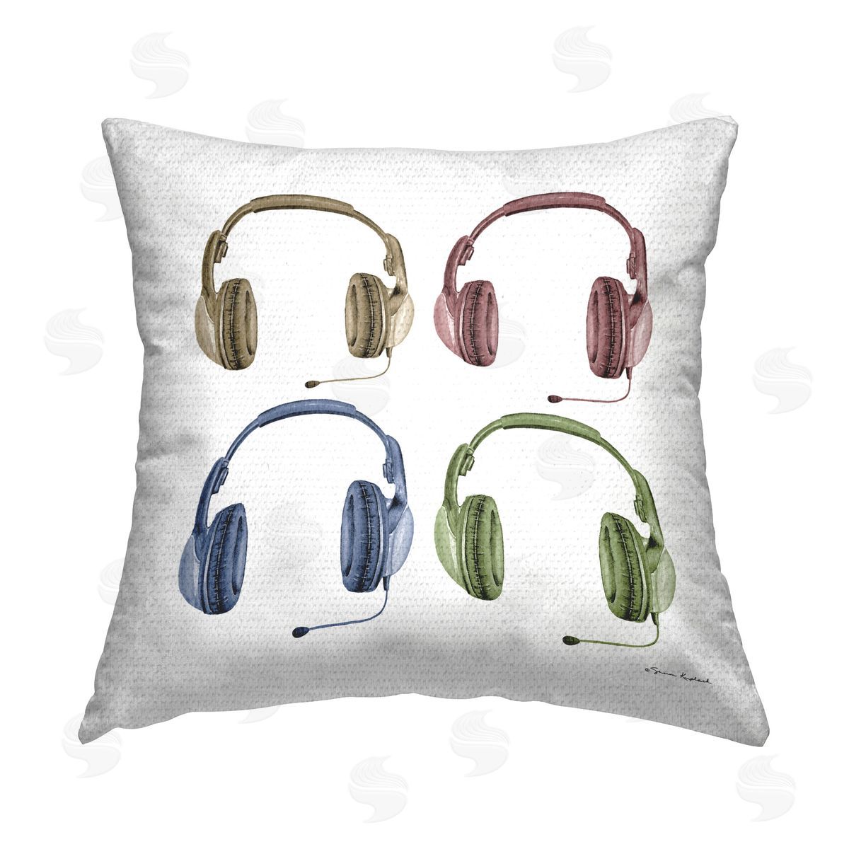 Sharon Kuplack Varied Gamer Headsets Outdoor Quick-Dry Polyester Printed Throw Pillow