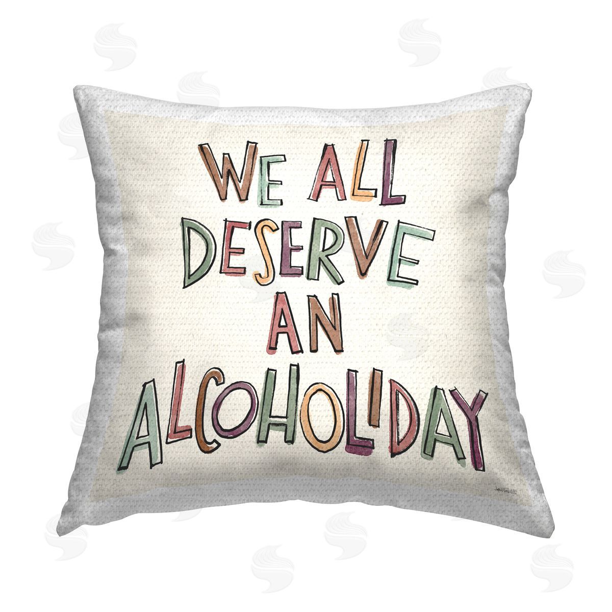 Anne Tavoletti Alcoholiday Funny Phrase Outdoor Quick-Dry Polyester Printed Throw Pillow