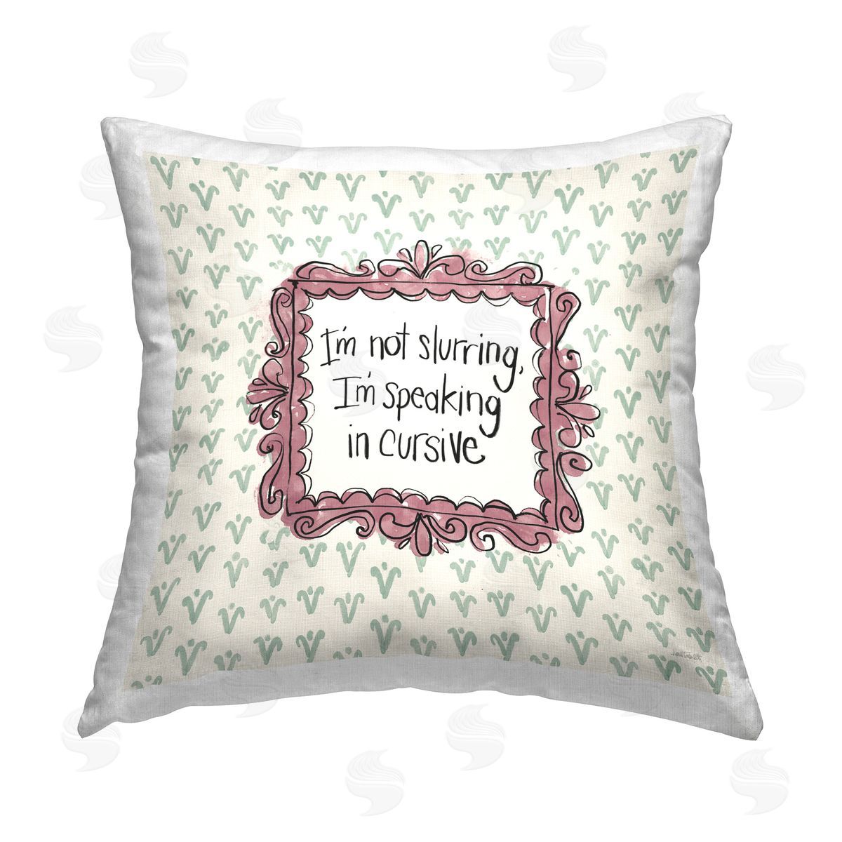 Anne Tavoletti Speaking In Cursive Printed Plush Polyester Throw Pillow