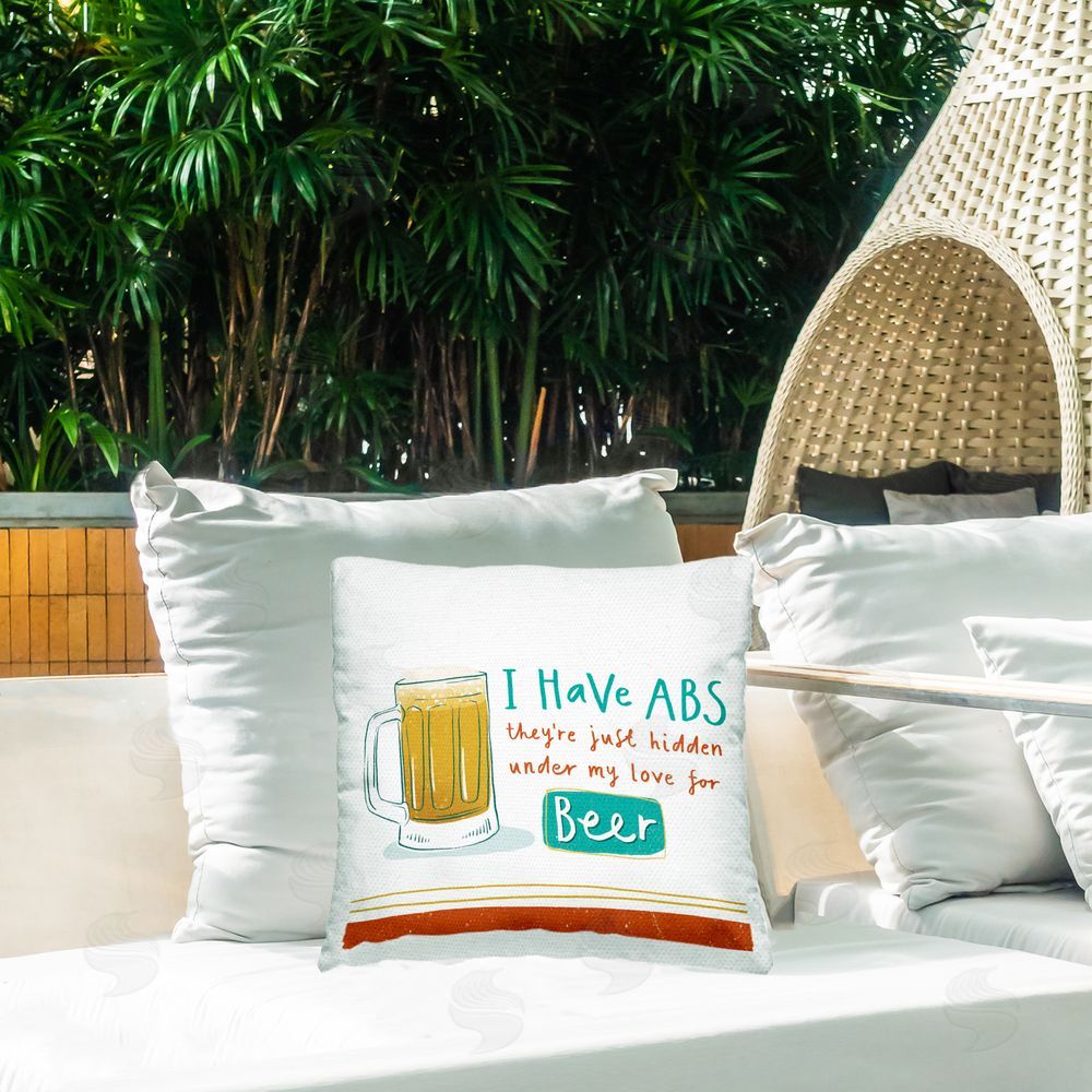 Courtney Morgenstern Funny Beer Phrase Outdoor Quick-Dry Polyester Printed Throw Pillow in Back Yard