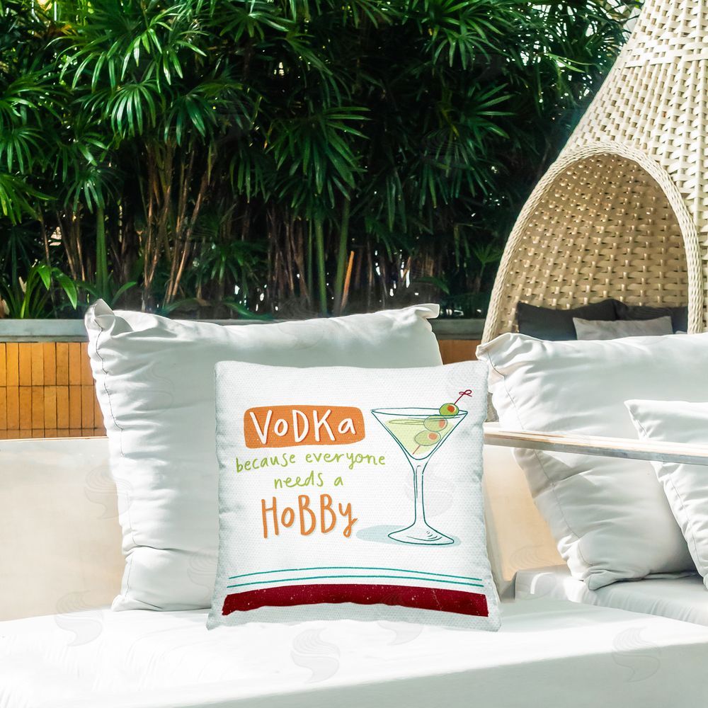 Courtney Morgenstern Funny Vodka Phrase Outdoor Quick-Dry Polyester Printed Throw Pillow in Back Yard