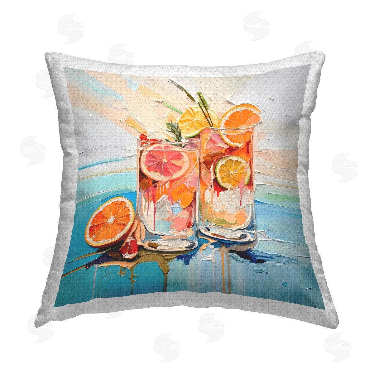 Irena Orlov Tropical Citrus Splash Outdoor Quick-Dry Polyester Printed Throw Pillow
