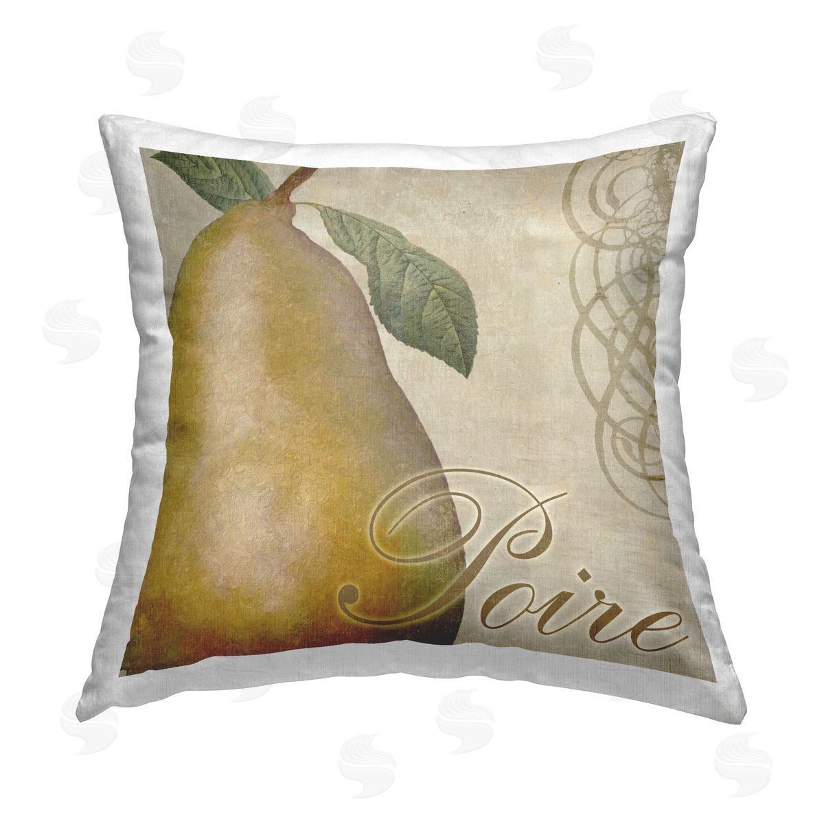 Sasha Vintage French Pear Printed Plush Polyester Throw Pillow