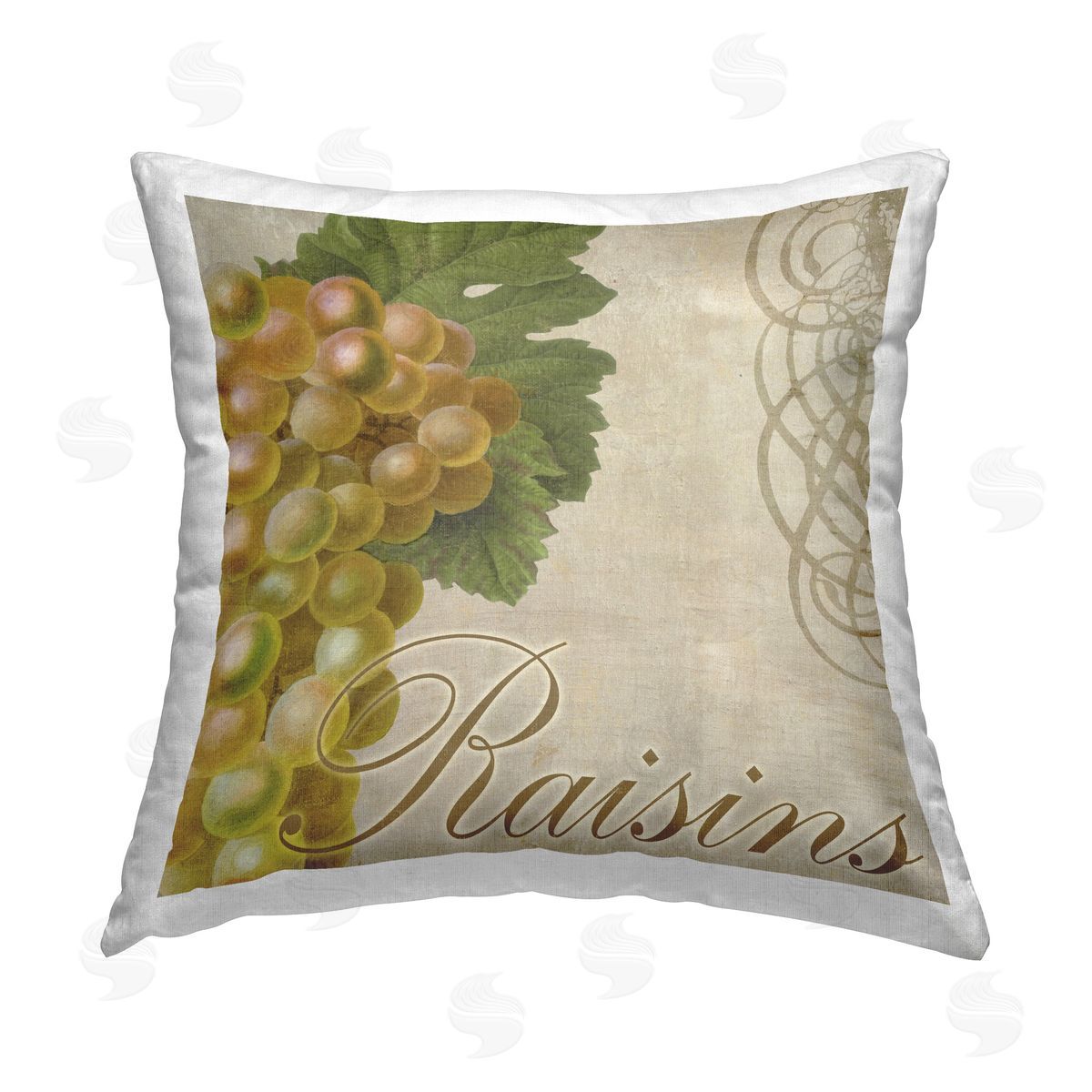 Sasha Vintage French Grapes Printed Plush Polyester Throw Pillow