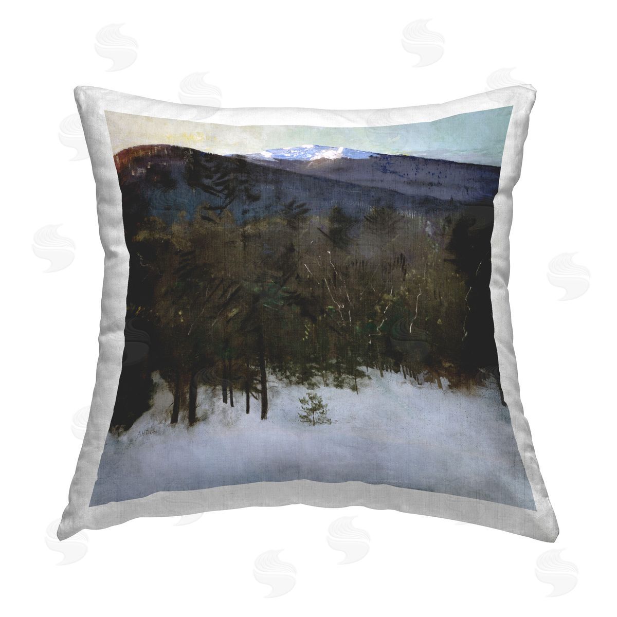 Abbott Handerson Thayer Scenic Snowy Forest Printed Plush Polyester Throw Pillow