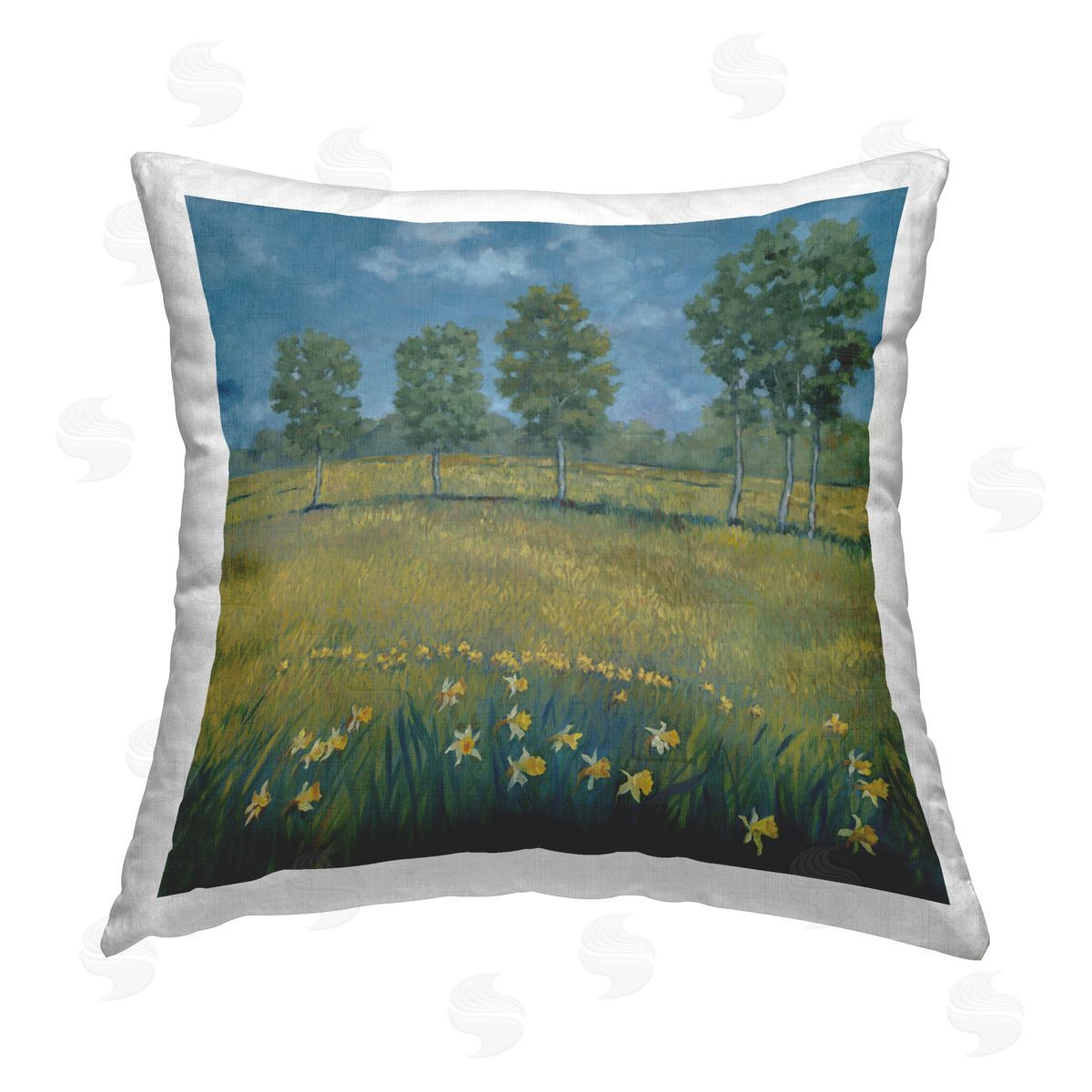 Graham Reynolds Meadow with Daffodils Printed Plush Polyester Throw Pillow