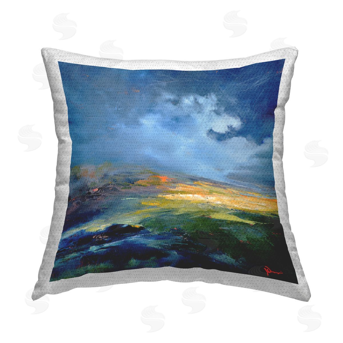 Patrick Dennis Stormy Abstract Landscape Outdoor Quick-Dry Polyester Printed Throw Pillow