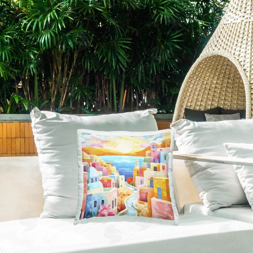 Andrea Haase Pastel Seaside Dreams Outdoor Quick-Dry Polyester Printed Throw Pillow in Back Yard