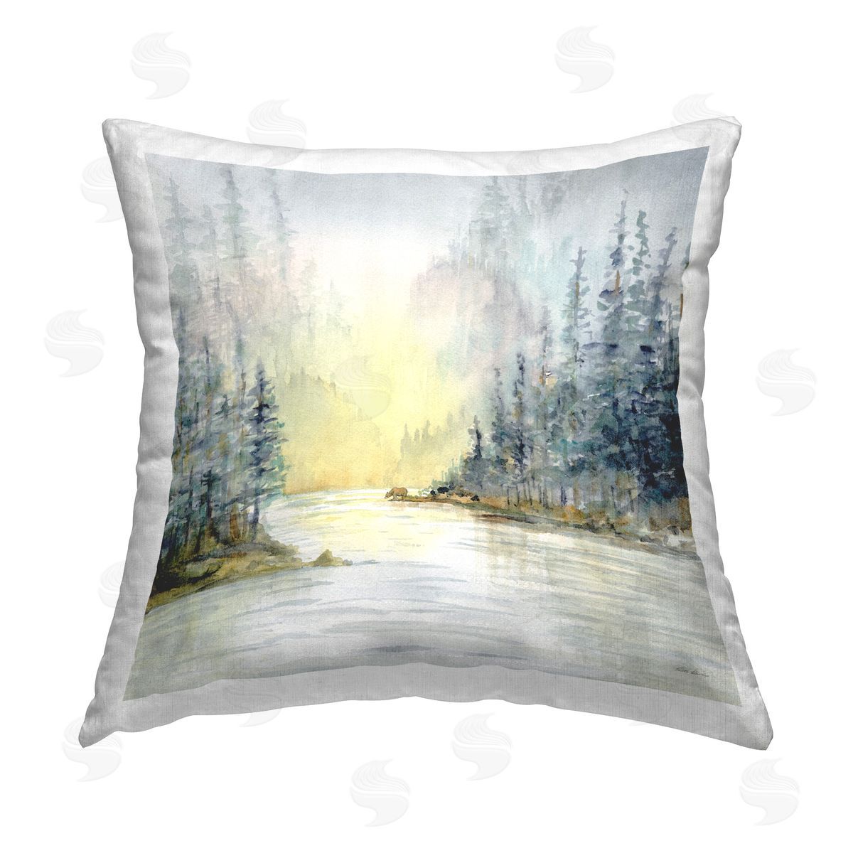 Patti Bishop Winter Woodland Scene Printed Plush Polyester Throw Pillow