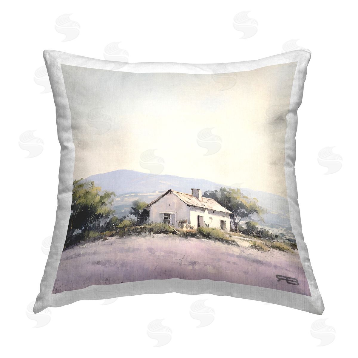 Roozbeh Bahramali Rural Farm Horizon Printed Plush Polyester Throw Pillow