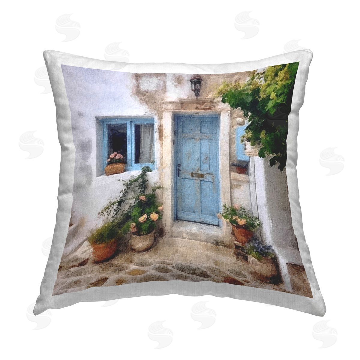 Riley B Greek Door Architecture Printed Plush Polyester Throw Pillow