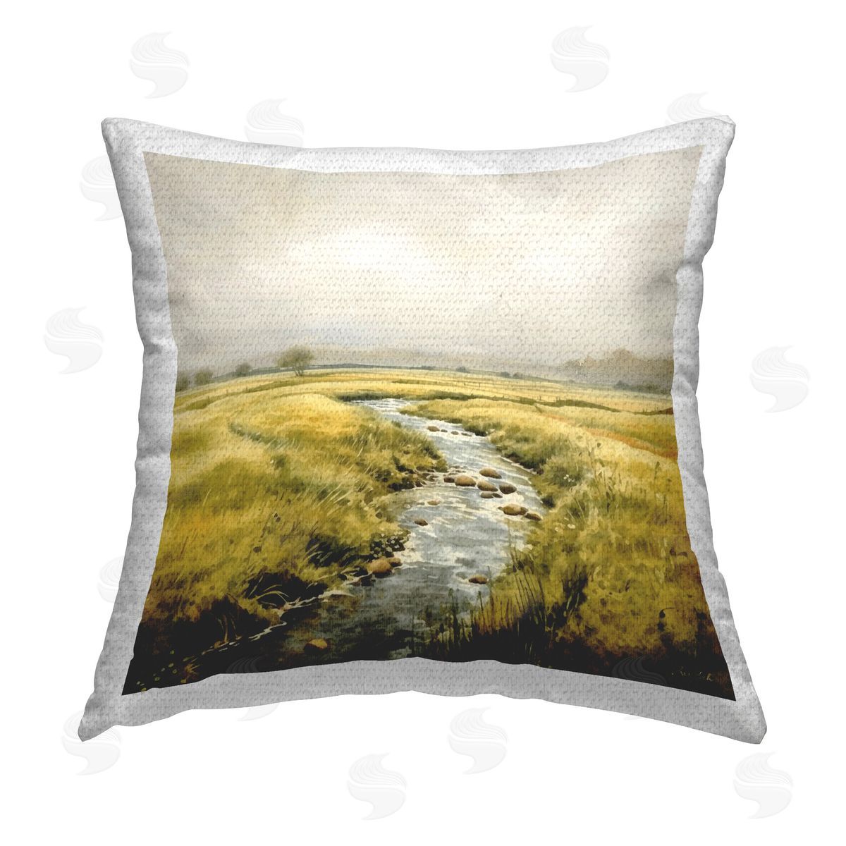Roozbeh Bahramali Calming Horizon River Outdoor Quick-Dry Polyester Printed Throw Pillow