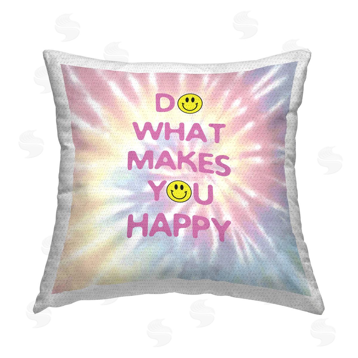 CAD Designs Tie Dye Happy Phrase Outdoor Quick-Dry Polyester Printed Throw Pillow