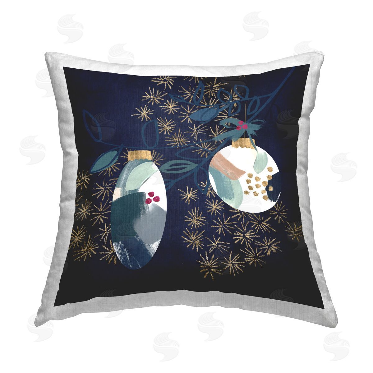 stupell industries Jennifer Paxton Parker | Blue Patterned Ornaments Printed Throw Pillow