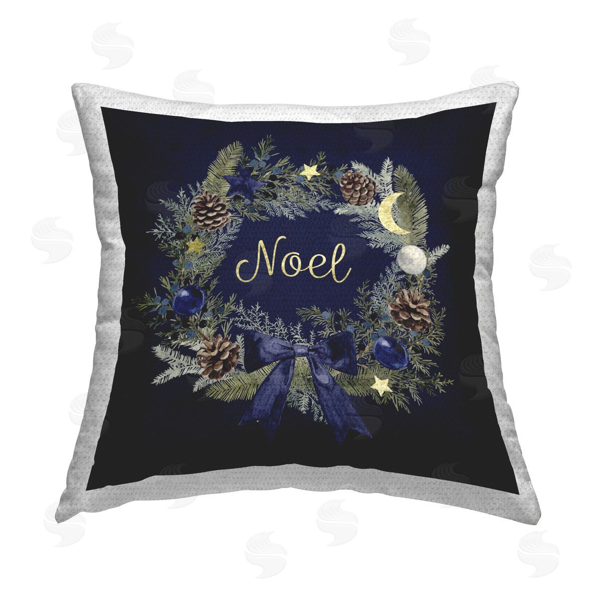 Victoria Barnes Noel Holiday Wreath Outdoor Quick-Dry Polyester Printed Throw Pillow