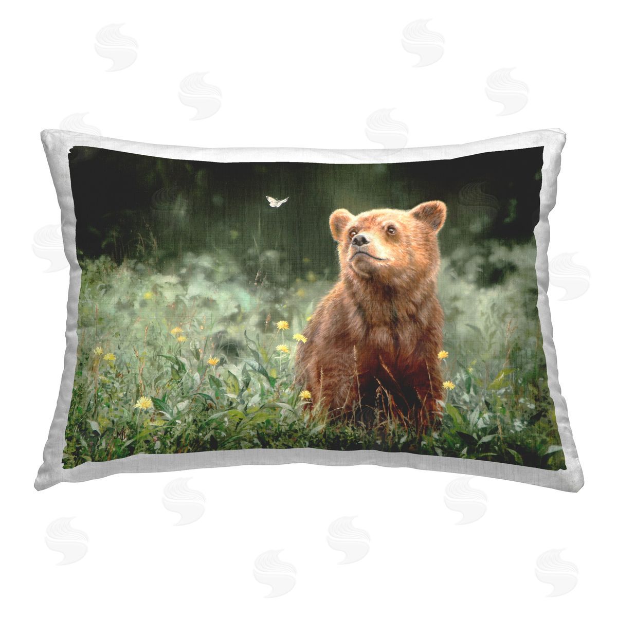 Mark Kelso Baby Bear & Butterfly Printed Plush Polyester Throw Pillow