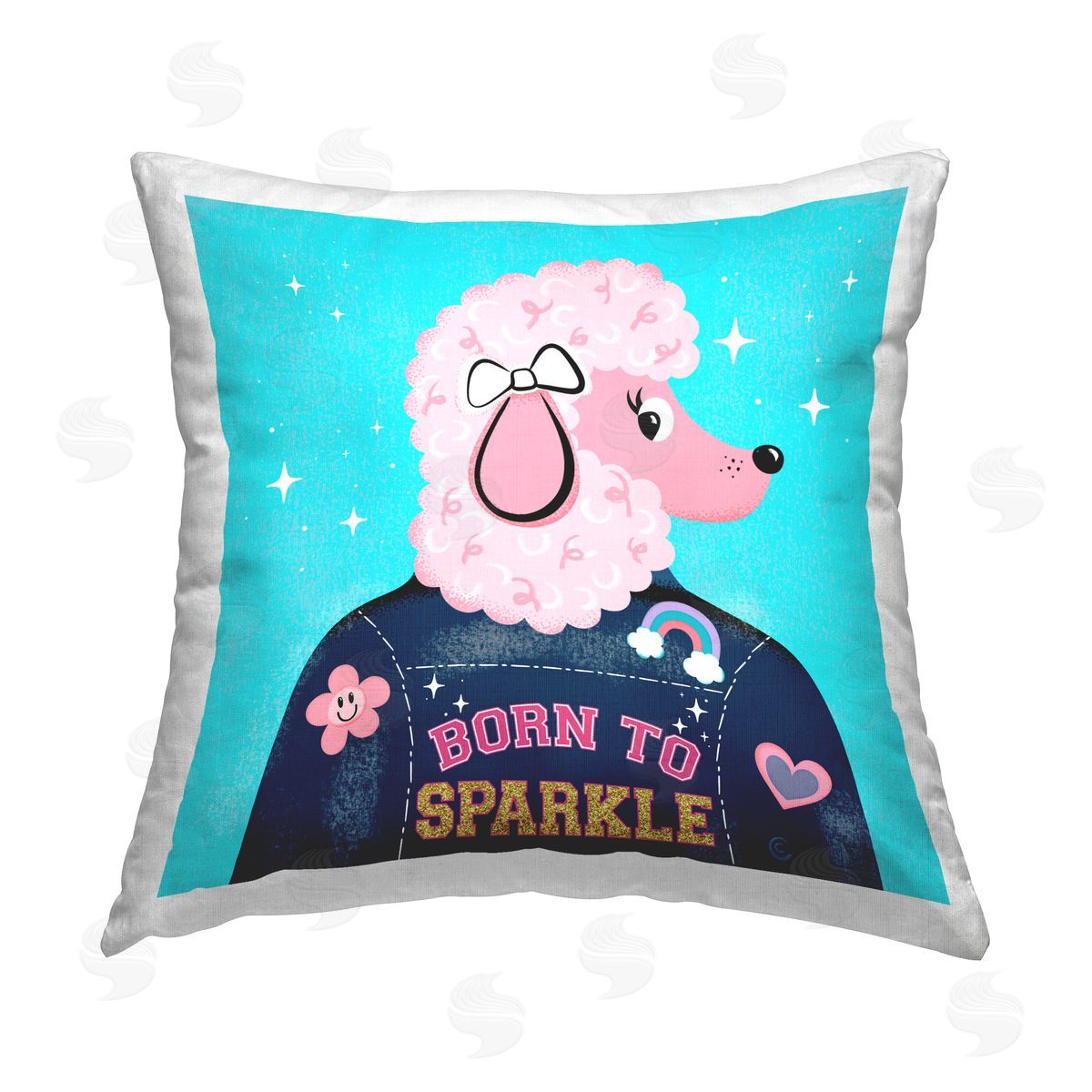 Carrie Cantwell Born To Sparkle Poodle Printed Plush Polyester Throw Pillow