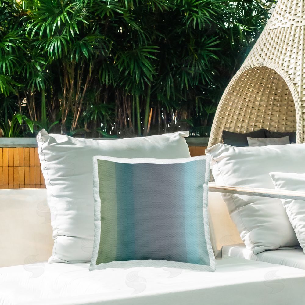 Third & Wall Studios Subtle Ombre Gradient Outdoor Quick-Dry Polyester Printed Throw Pillow in Back Yard