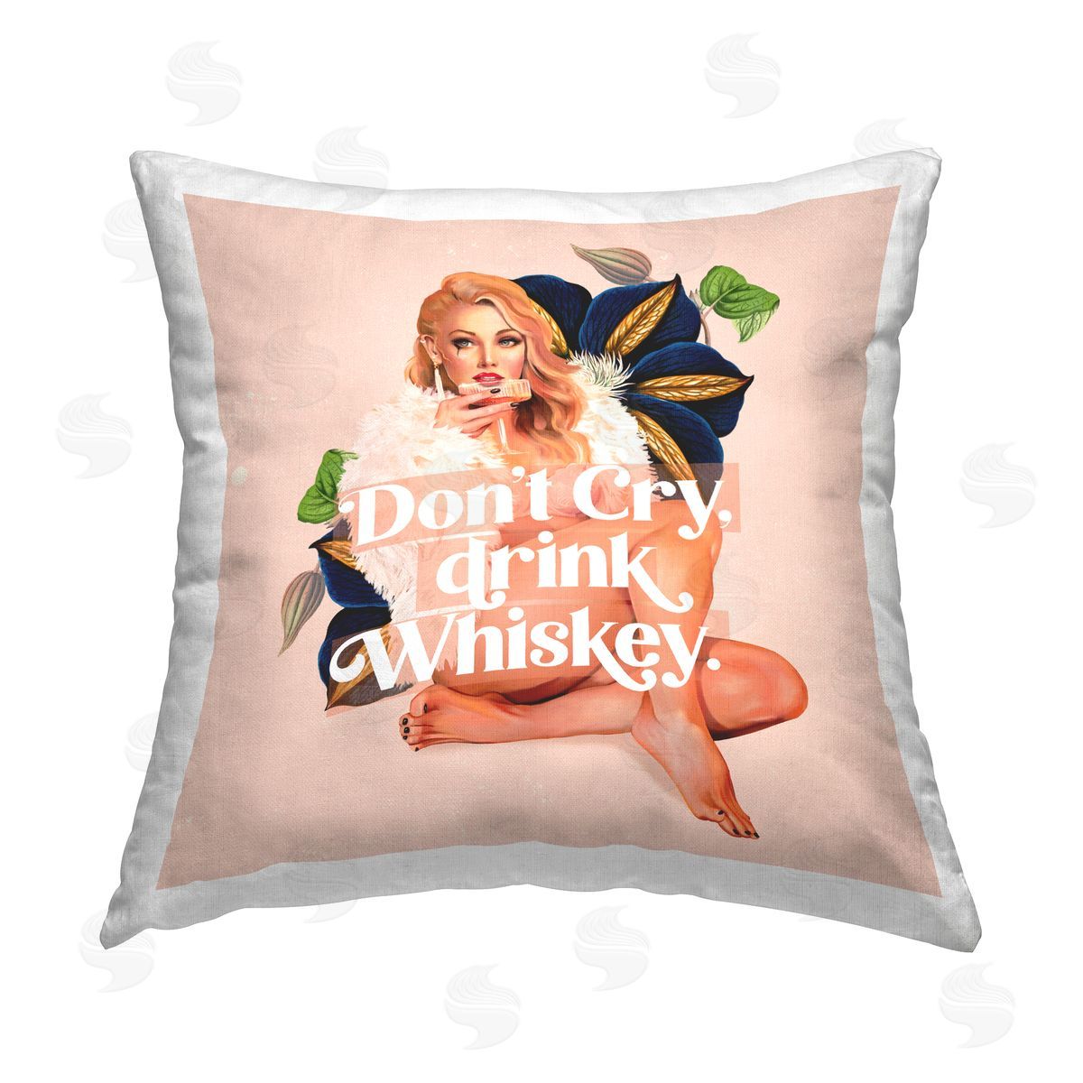 The Whiskey Ginger Don't Cry Drink Whiskey Printed Plush Polyester Throw Pillow
