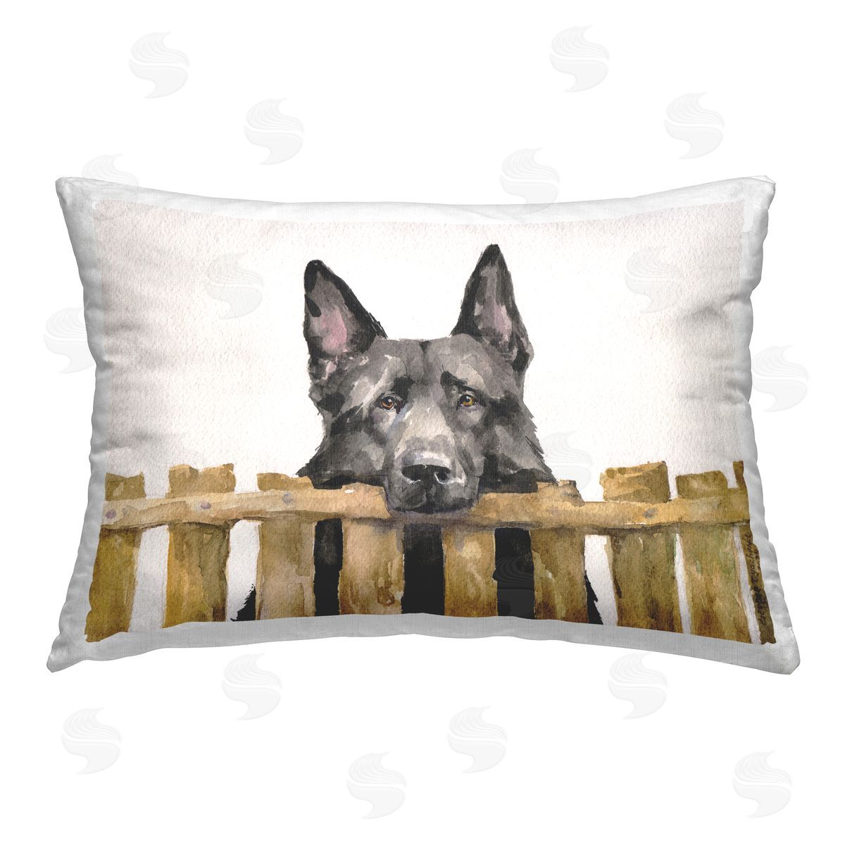 George Dyachenko Black German Shepherd Printed Plush Polyester Throw Pillow