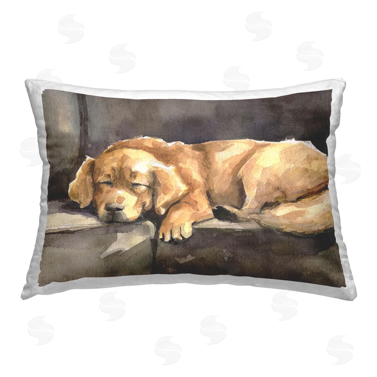 George Dyachenko Sleeping Golden Retriever Printed Plush Polyester Throw Pillow