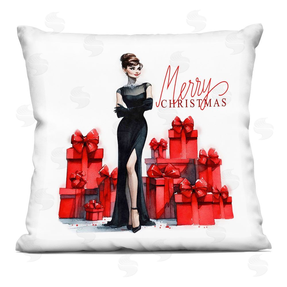 Amanda Greenwood Trendy Merry Christmas Printed Plush Polyester Throw Pillow