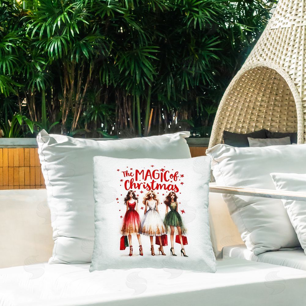 Amanda Greenwood Glam Magic Of Christmas Outdoor Quick-Dry Polyester Printed Throw Pillow in Back Yard
