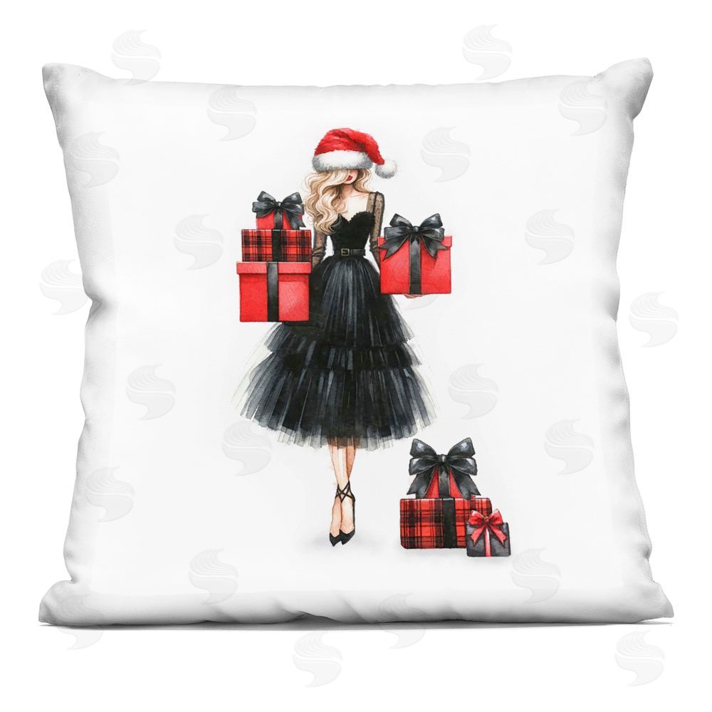 Amanda Greenwood Fashionable Holiday Shopping Printed Plush Polyester Throw Pillow