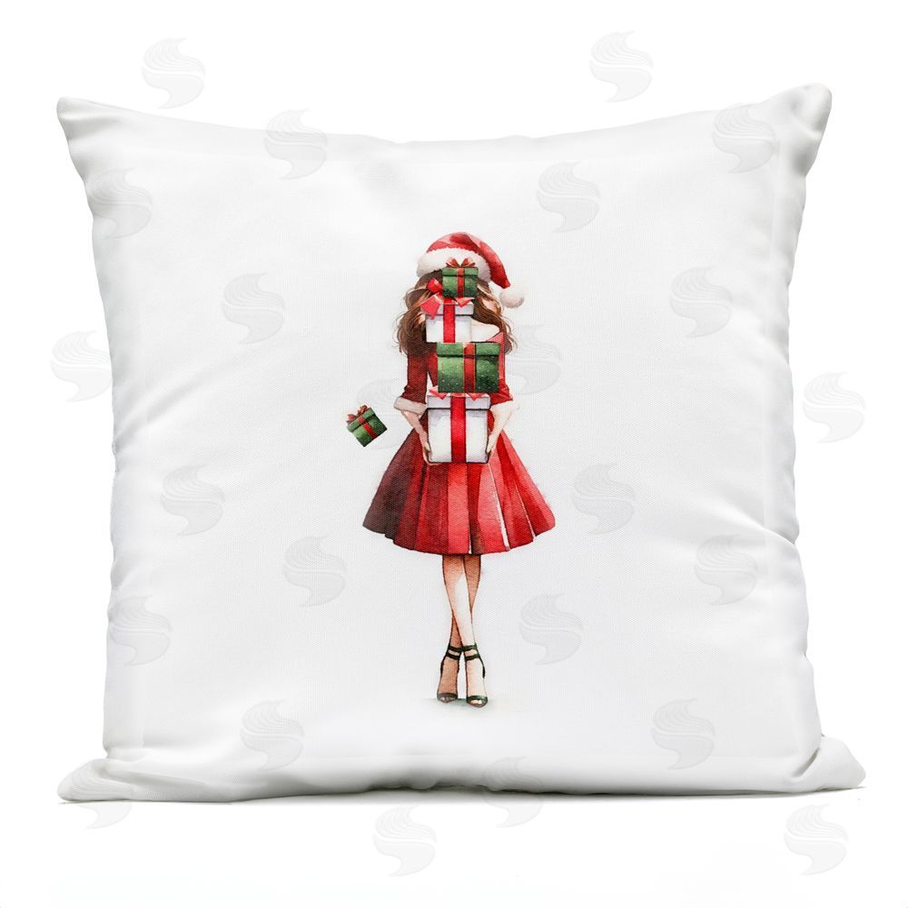 Amanda Greenwood Carrying Christmas Fun Outdoor Quick-Dry Polyester Printed Throw Pillow