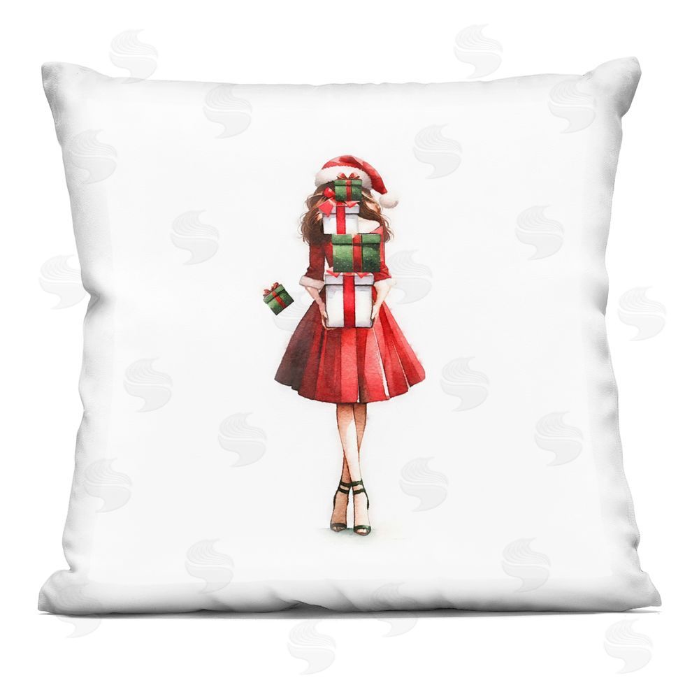 Amanda Greenwood Carrying Christmas Fun Printed Plush Polyester Throw Pillow